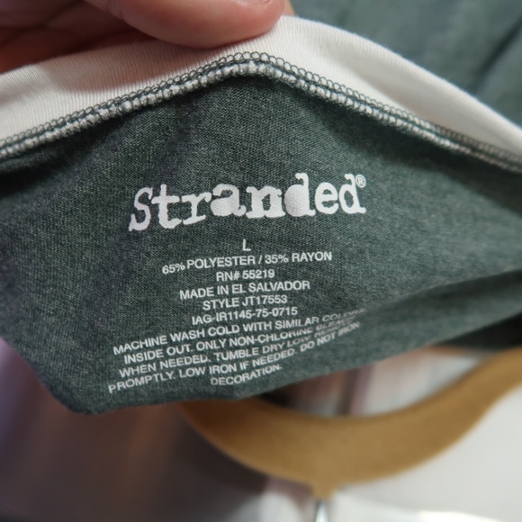 Stranded Green White KALE Stripe Sleeve Top Size L - Picture 4 of 5